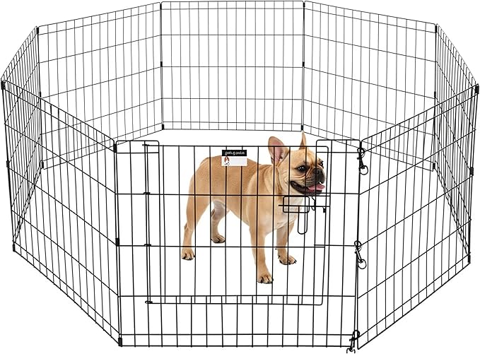 Puppy Playpen - Foldable Metal Exercise Enclosure with Eight 24-Inch Panels - Indoor/Outdoor Fence for Dogs, Cats, or Small Animals by PETMAKER