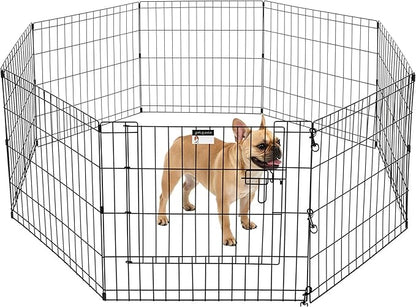 Puppy Playpen - Foldable Metal Exercise Enclosure with Eight 24-Inch Panels - Indoor/Outdoor Fence for Dogs, Cats, or Small Animals by PETMAKER