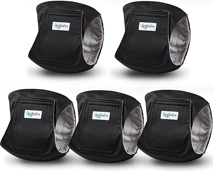 Leekalos Male Dog Diapers, Dog Belly Bands for Male Dogs Wraps Washable Doggie Diapers High Absorbing Dog Belly Bands（5 Pack）