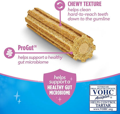 Dentalife Plus Digestive Support Dog Treats for Large Dogs 40 lbs. and up, Cleans Teeth, Freshens Breath, & Supports Healthy Gut, Chicken & Pumpkin Flavor, 7 oz., 6 Chews - 6 ct. Pouch (Pack of 2)