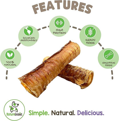 Nature Gnaws Beef Trachea Chews for Dogs 6" (6 Count) - Long Lasting Natural Crunchy Dog Chew Bones - Rawhide Free (Pack of 2)