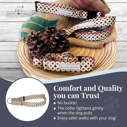 Lucky Love Dog Martingale Dog Collar - Adjustable, No-Slip, Durable, & Soft Webbing Collar for Male and Female Dogs Ideal for Training & Walking - in Unique Pongo Pattern, Small