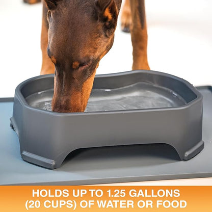 Neater Pet Brands Extra Large Water Bowl for Dogs, Outdoor Dog Water Bowl (1.25 Gallon XL Capacity), Big Trough Style Food Dish for Indoors or Outside, No Spill Large Dog Bowls, Gunmetal Grey
