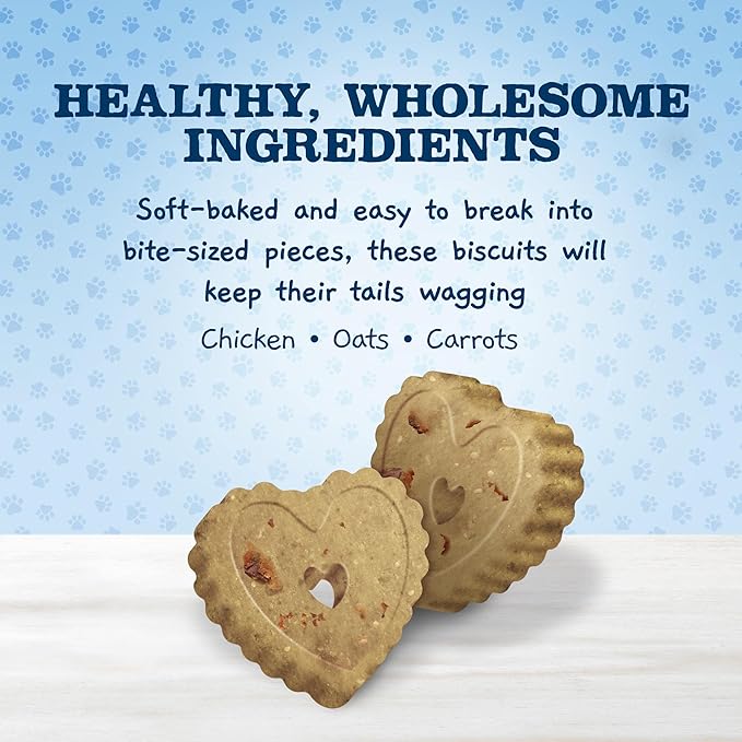 Blue Buffalo Baby Blue Soft Biscuits with DHA, Natural Dog Treats for Puppies, Great for Training, with Chicken & Carrots, 8-oz Bag (Pack of 2)