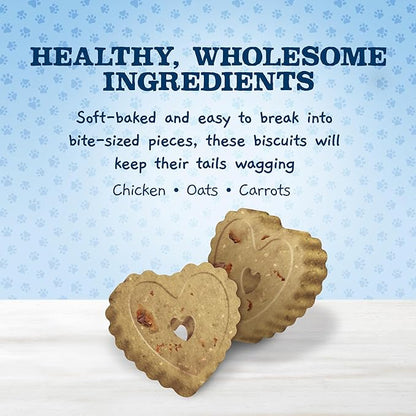 Blue Buffalo Baby Blue Soft Biscuits with DHA, Natural Dog Treats for Puppies, Great for Training, with Chicken & Carrots, 8-oz Bag (Pack of 2)