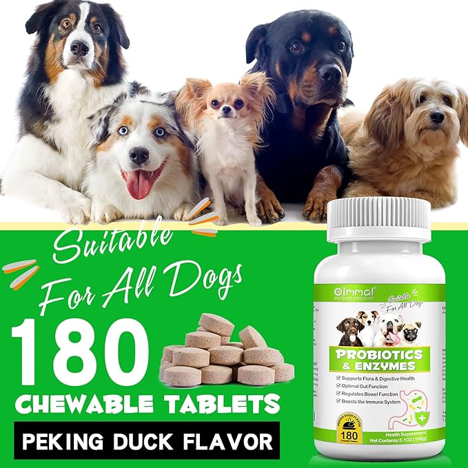 Probiotics Supplement for Dogs - Digestive Enzymes with Prebiotics for Gut Health - Anti Diarrhea, Bowel Support, and Immunity - Health & Itch Relief Digestive Enzymes