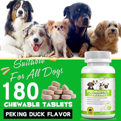 Probiotics Supplement for Dogs - Digestive Enzymes with Prebiotics for Gut Health - Anti Diarrhea, Bowel Support, and Immunity - Health & Itch Relief Digestive Enzymes