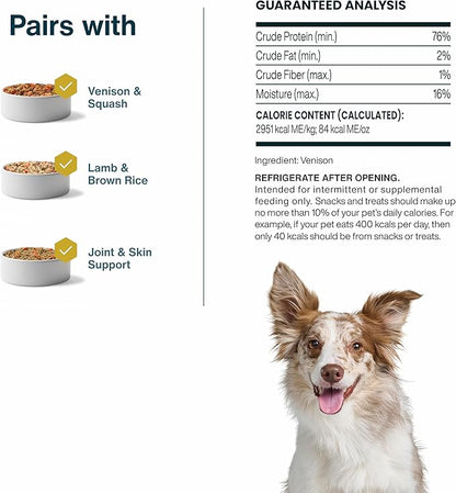 JustFoodForDogs Limited Ingredient Healthy Dog Treats and Dog Snacks, Jerky Treats, Human Grade, Preservative Free, Rawhide Free Chews, Low Calorie Treat - Venison Bark, 5 oz