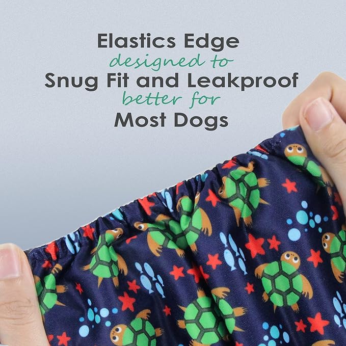 wegreeco Washable Male Dog Belly Band (Stylish Pattern)- Pack of 3 - Washable Male Dog Belly Wrap, Dog Diapers Male (Turtle, L)