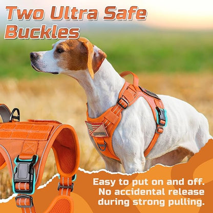 rabbitgoo Tactical Dog Harness for Small Dogs, No Pull Military Service Vest with Handle & Molle, Easy Control for Training Walking, Adjustable Reflective Straps, Orange, S