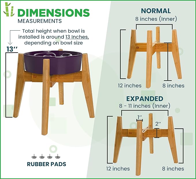 Dog Bowl Stand (12-inch High) - Ideal for Large Breeds, Adjustable, Elevates, Raises Pet Food Feeders, Water Dishes, Fountains - (Bowls not Included)