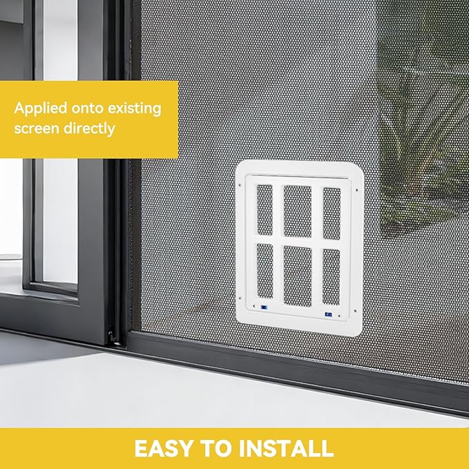 Enjoying Dog Door for Screen Doors, Passage Opening 11.2" x 14.4", Access Freely, Magnetic Swing Flap, Large Pet Door for Sliding Screen Doors, Lockable, White