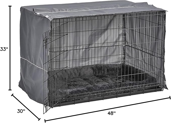 MidWest Homes for Pets Double Door 48-inch Dog Crate Kit, Bundle Includes a Two-Door Cage, Matching Gray Bed and Crate Cover, For Extra-Large Sized Breeds