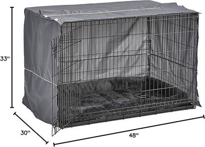 MidWest Homes for Pets Double Door 48-inch Dog Crate Kit, Bundle Includes a Two-Door Cage, Matching Gray Bed and Crate Cover, For Extra-Large Sized Breeds