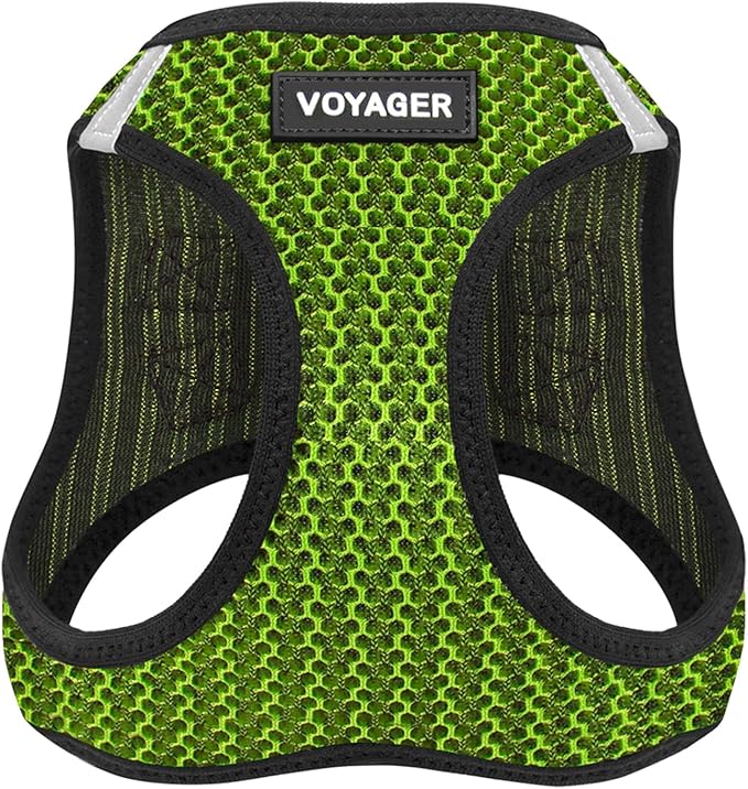 Best Pet Supplies Voyager Step-in Air Harness - All Weather Mesh, Reflective, No Pull Harness for Dogs, Cats - Secure with Hook & Loop Fastener, Buckle, Double D-Rings - Lime Green 2-Tone, XL