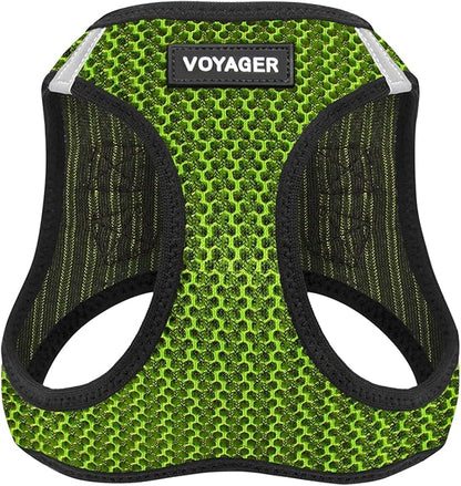 Best Pet Supplies - All Weather Mesh/Plush, Reflective, No Pull Harness for Small, Medium Dogs, Cats - Secure with Hook & Loop Fastener, Buckle, Double D-Rings - Lime Green 2-Tone, M