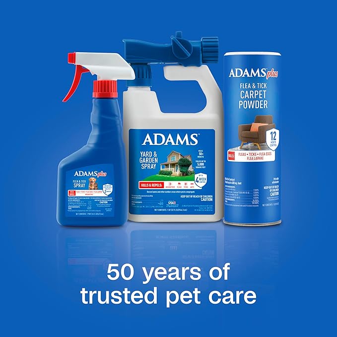 ADAMS Plus Flea & Tick Carpet Powder, Kills Fleas and Ticks On Contact, Prevents Flea Infestations for 12 Months, for Carpets and Upholstery, Freshens and Deodorizes, Treats Up to 400 sq ft, 16 oz