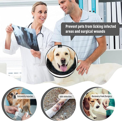 Inflatable Dog Cone, Soft Dog Cone Collar After Surgery for Alternative with Enhanced Anti-Licking Guard Shield Adjustable Detachable, Elizabethan Collar (XL, Black)