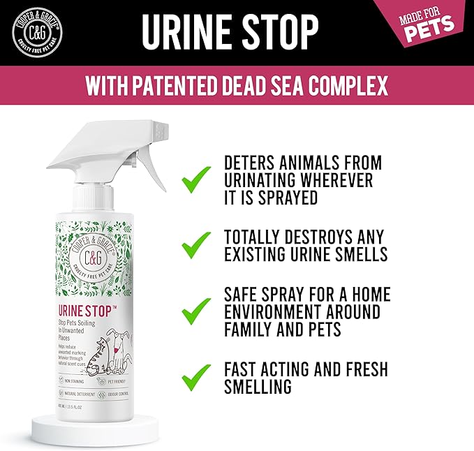 Urine Stop Spray for Dogs Only 400ml – Plant Based Indoor Dogs Urine Deterrent – Odour Neutraliser and Enzymatic Cleaner for Carpet and Floors – Safe Non-Toxic Formula – Long Lasting Protection
