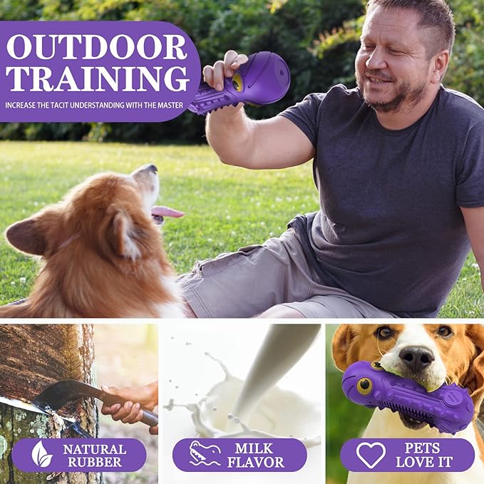 ZIKATON Dog Squeaky Toys for Aggressive Chewers, Durable Chew Toys for Large Medium Breed Dog, Dog Toys, Tough Durable Dogs Toys with Natural Rubber