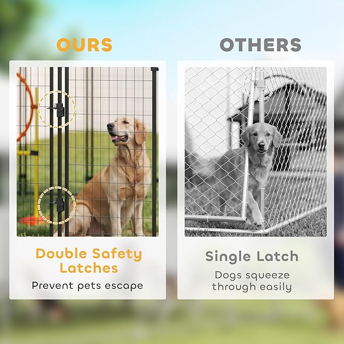 PawHut Outdoor Dog Kennel with Roof, 6' x 4' x 6' Heavy Duty Welded Wire Dog Playpen Enclosure with Escape-Proof Lock, UV-Resistant & Waterproof Cover, for Large Dogs, Chickens, Ducks, Silver