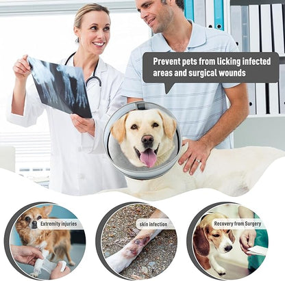Inflatable Dog Cone, Soft Dog Cone Collar After Surgery for Alternative with Enhanced Anti-Licking Guard Shield Adjustable Detachable, Elizabethan Collar (L, Gray)