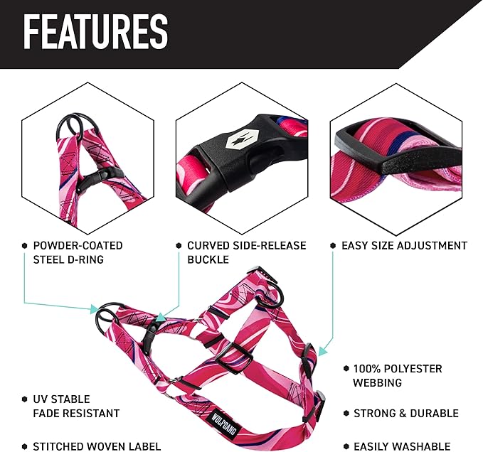 Wolfgang Heavy Duty Adjustable Dog Harness, Pull-Tested for Walking & Training, MarbleSwirl Print, Large