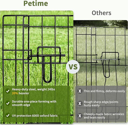 PETIME Foldable Metal Dog Exercise Pen/Pet Puppy Playpen Kennels Yard Fence Indoor/Outdoor 8 Panel 24" W x 36" H with Top Cover (with top Cover, 8 Panels 36" H)