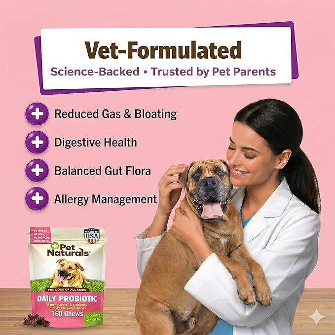 Pet Naturals Daily Probiotic Soft Chews for Dogs, Digestive and Immune Support Supplement, 1 Billion CFU Per Chew, Duck, 160 Count