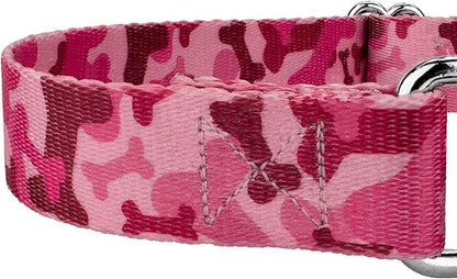 Country Brook Petz - Pink Bone Camo Martingale Dog Collar and Leash - Camouflage Collection Featuring Rugged Designs (1 Inch, Medium)