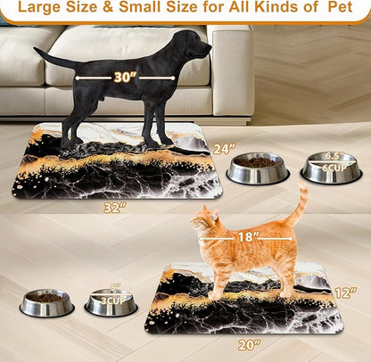 Dog Food Mats for Floors Waterproof Mat for Cat Food and Water Bowls - Absorbent Quick Dry Non Slip Mat for Pet Feeding
