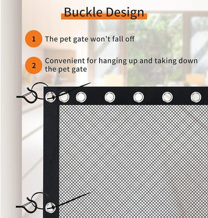 NWK Magic Dog Gate for Stairs Pet Gate for The House Providing a Safe Enclosure for Pets to Play and Rest, 6 Hooks Design (120'' X 30'')