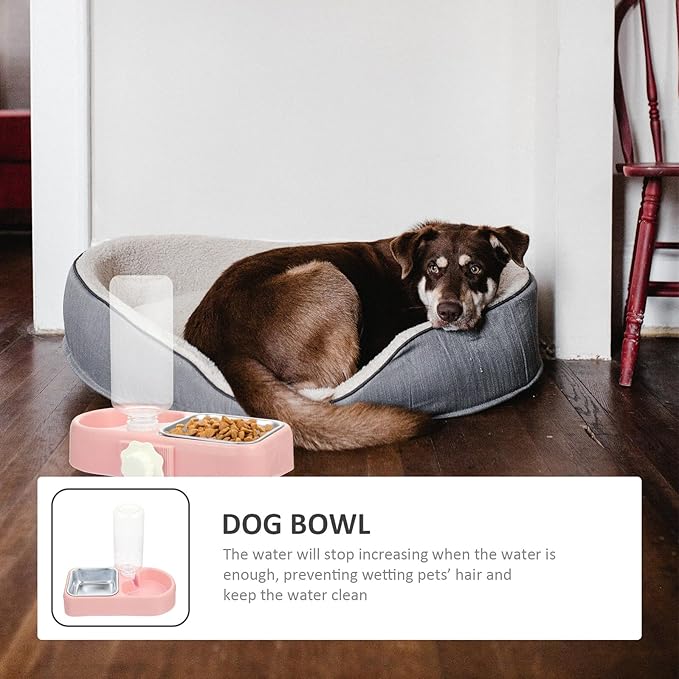 UKCOCO Automatic Hanging Dog Bowl and Cat Water Feeder Set, Detachable Anti-Skid Pet Feeding Bowls for Cages, Suitable for Puppies and Small Dogs, Pink Color with Food-Grade Material