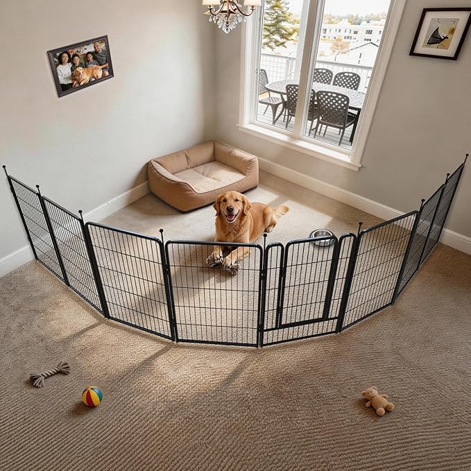 FXW Rollick Dog Playpen with Anchor Kit (Pack of 4) – 40 Inch 8-Panel Dog Pen for Large Dogs, Stable & Safe Indoor/Outdoor Play│Patented