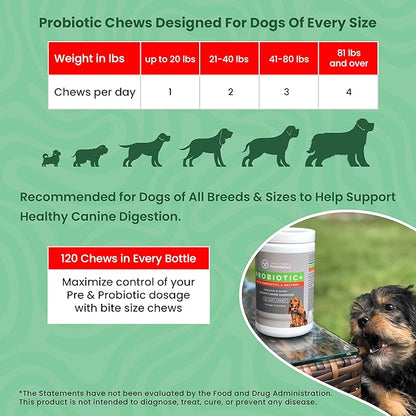 PawMedica Dog Probiotics and Digestive Enzymes, Probiotics for Dogs Made in USA, Pet Probiotic Chews for Dogs, Prebiotics & Probiotic Dog Digestive Support, Probiotic Treats - 120 Dog Probiotic Chews