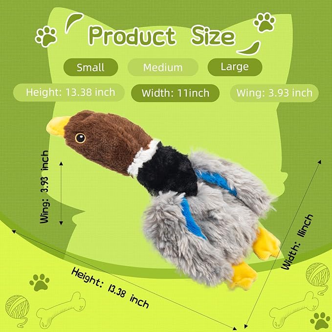 2-Pack Stuffing-Free Squeaky Dog Toys for Small & Medium Dogs – Hollow Body Plush Ducks with 6 Total Squeakers | Durable Pet Toys for Dogs | No Stuffing, for Pet Use Only