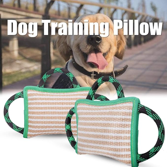 ToLanbbt Dog Toy, Tug of War Jute Bite Pillow (11' x 7.8'), Training Equipment for Medium to Large Dogs, Green