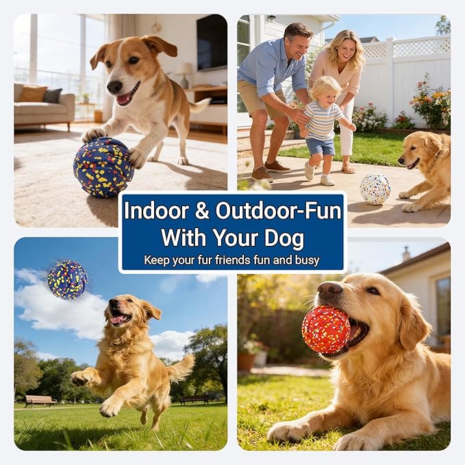 Mankoda Durable ETPU Dog Toy Ball, 5 Inch Big Dog Balls for Aggressive Chewers - Hollow Design and Textured Gullies/Non-Toxic Bite/Built-in Low-Noise Bell, Dog Chew Toy for Medium/Large Dogs