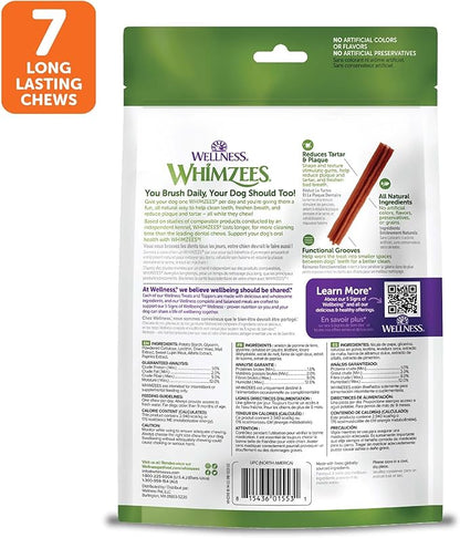 Whimzees Wellness Stix Dog Dental Treat, Chews, Freshens Breath, Large Size Sticks, 14.81 oz Bag, 7 Count
