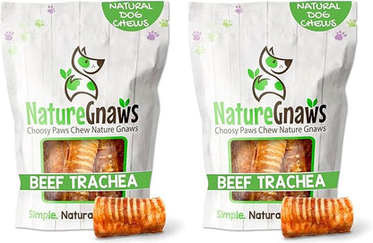 Nature Gnaws Beef Trachea Chews for Dogs 3" (12 Count) - Long Lasting Natural Crunchy Dog Chew Bones - Rawhide Free (Pack of 2)
