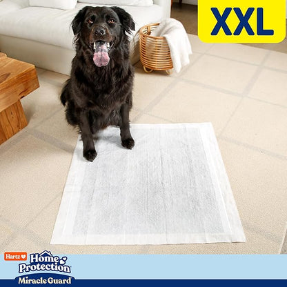 Hartz Miracle Guard Dog and Puppy Dog Pads Max Absorbency 24 Hour Use Odor Eliminating No Leaks, 2XL Size 20 Count