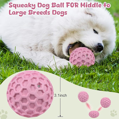 Tough Dog Chew Toys for Aggressive Chewers, Indestructible Dog Balls for Aggressive Chewers, Squeaky Balls for Dogs, Squeaky Toys for Large Dogs, Funny Heavy Duty Ball