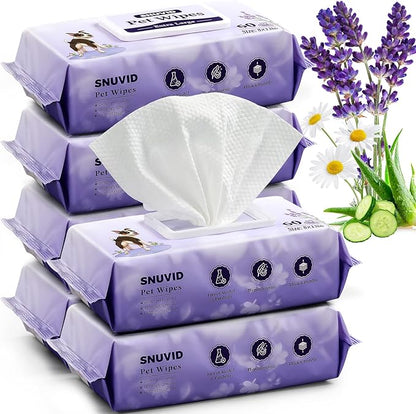 Extra Large 8“ x 13" Dog Wipes, Hypoallergenic, Lavender Scented, Plant-Based Grooming Wipes for Deodorizing & Hydrating Paws, Body, Butt, Ears & Coat - 360 Count