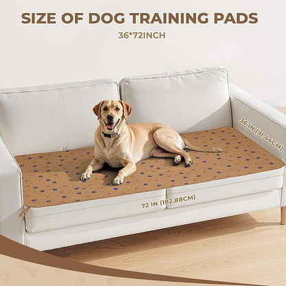 Fostanfly Washable Pee Pads for Dogs, 2 Pack 36''x72'' Ultra-Absorbent and Leak-Proof Non-Slip Reusable Potty Training Pads for Dogs, Puppy, Potty, Whelping of Add 8 Lanyards, Brown