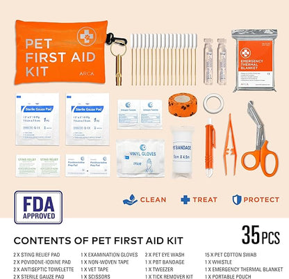 ARCA PET Dog First Aid Kit - Pet Emergency Kit - Water Resistant High Visibility Reflective First Aid Pouch Dog Camping Essentials for Hiking, Backpacking, Sports, Hunting
