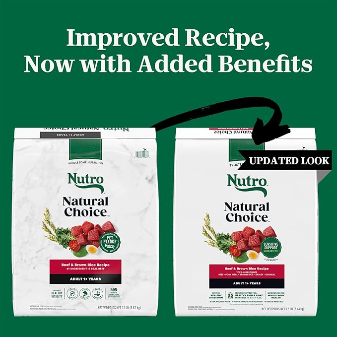 Nutro Natural Choice Dry Dog Food, Adult Dog Food Dry Beef and Brown Rice Recipe, 12 lbs.