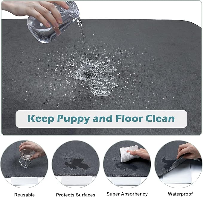INVENHO Washable Pee Pads for Dogs 60"x48" Reusable Dog Pads Large Upgrade Non-Slip Dog Pee Pads Heavy Absorbency Puppy Pee Pads Quick Dry Whelping Pads/Waterproof Puppy Training Pad