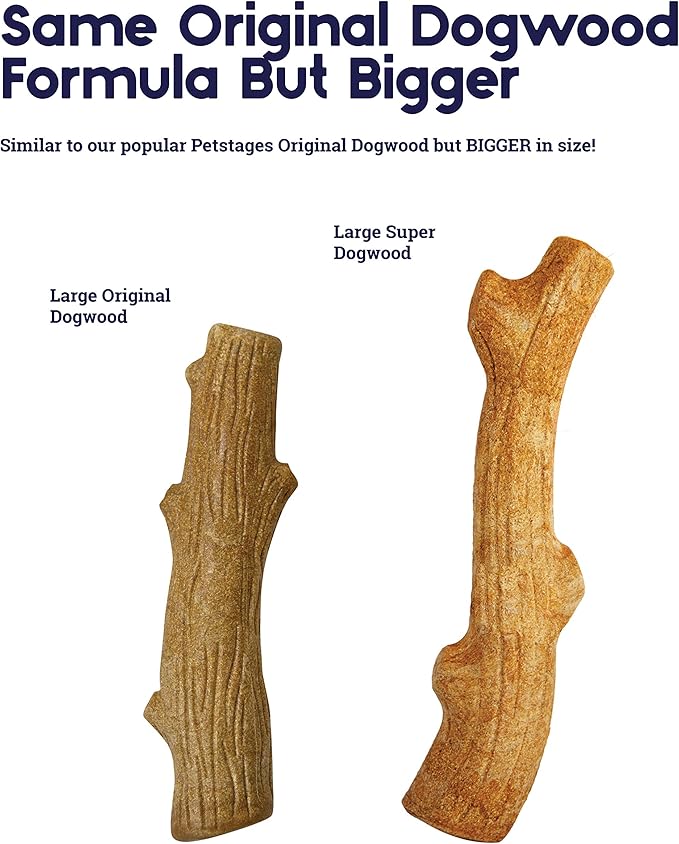 Pupstages Super Dogwood Dog Chew Toy – Real-Wood Blend, Natural Wood Flavor & Texture, Moderate Chewers, XS, 6"