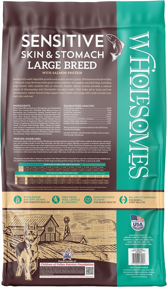 Wholesomes Sensitive Large Breed with Salmon Protein Dry Dog Food 30 lb