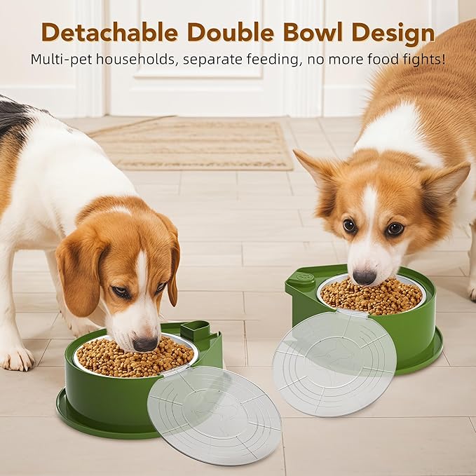 Newget Stainless Steel Dog Bowl Set with Lids, 304 Metal Dual Food & Water Bowls for Dogs & Cats, Large Capacity Pet Feeder with Cover Keeps Food Fresh, Anti-Skid Dog Dish for Small/Medium/Large Pets
